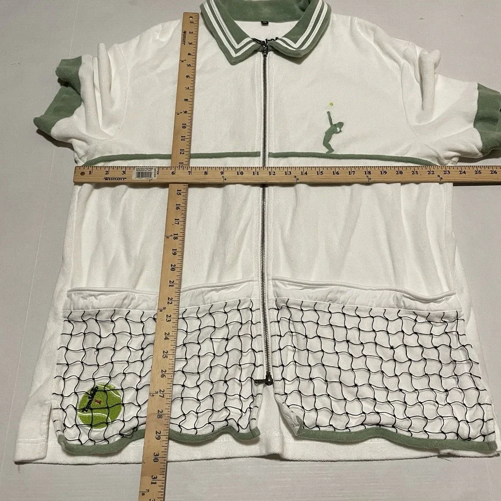 Unbranded White & Sage Tennis Zip-Front Tunic - Picture 5 of 7